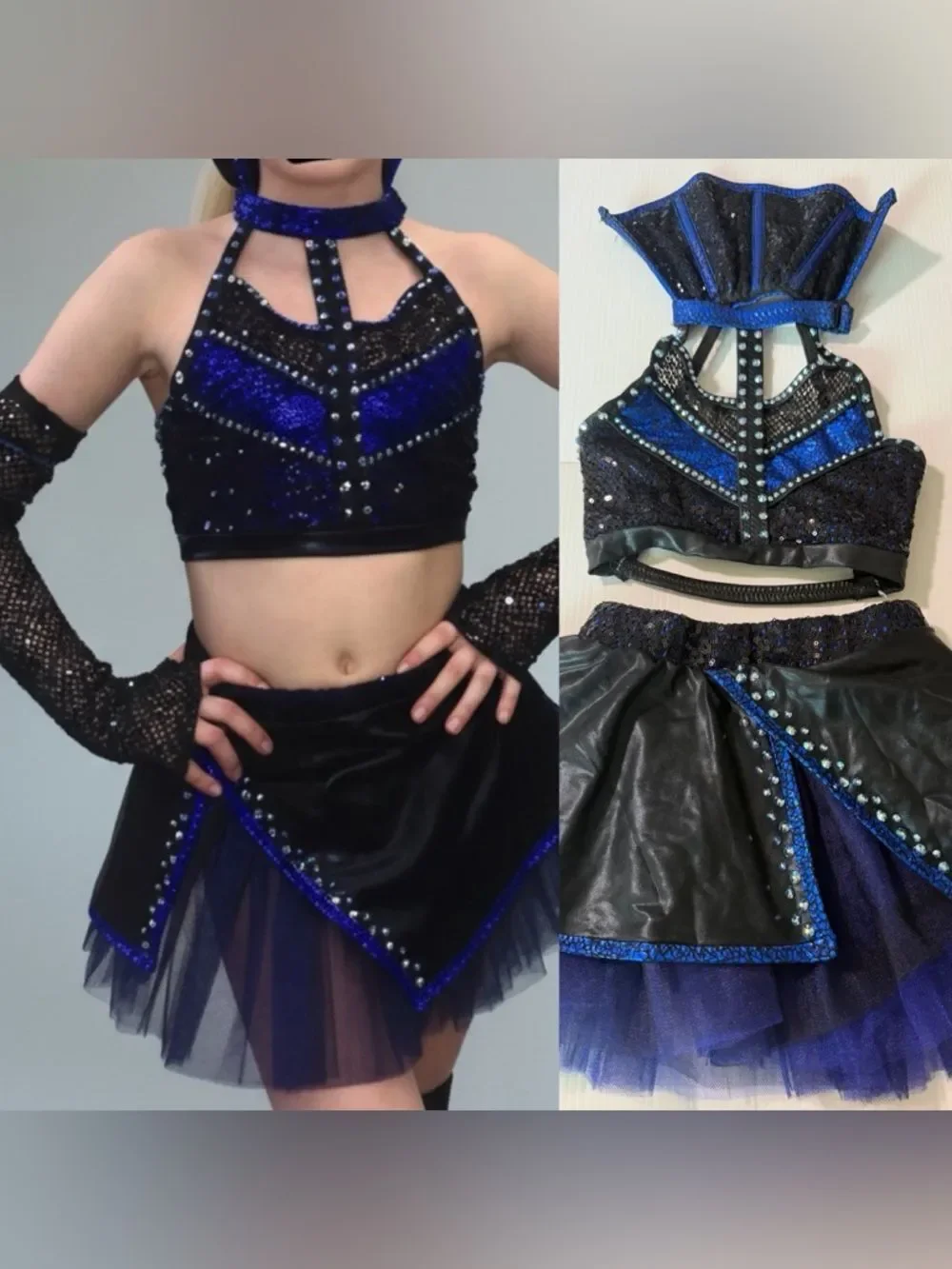 Glamourous mature faux leather goth grunge Dracula Dance costume solo MC child